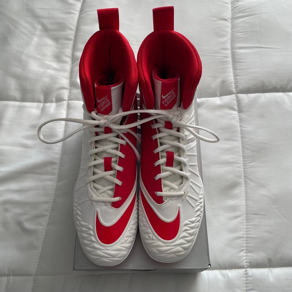 Nike Force Savage Varsity 'White University Red' Cleats